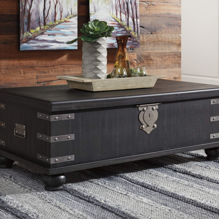 【Furniture】Delmar Modern Farmhouse Lift Top Coffee Tables, Black