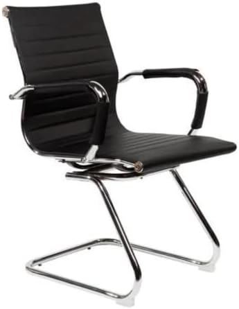 EVRE Office Boardroom Cantilever Desk Chair Chrome Frame Finish with PU Leather Visitors Chair - ...