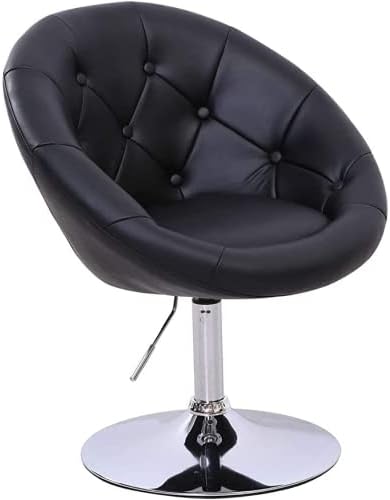 Round Height Adjustable Lounge Office Bar Swivel Chair With Backrest (Black. Faux Leather)