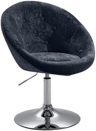 Evre Velvet Texture Round Height Adjustable Lounge Office Bar Swivel Chair With Backrest (Black)