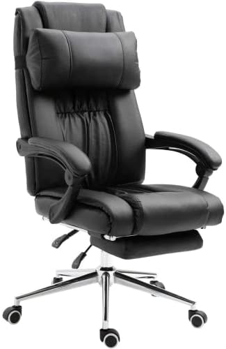 EVRE PU Leather Padded Office Recliner Chair With Ergonomic Backrest High Back Adjustable Head Su...