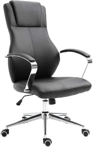 Evre Contemporary Executive Stylish Swivel Office Chair Height Adjustable (Black. Faux Leather)