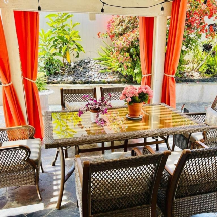 【Home&Garden】Patio Dining Set Outdoor Wicker Patio Furniture Sets Rectangular Tempered Glass Top Dining Table