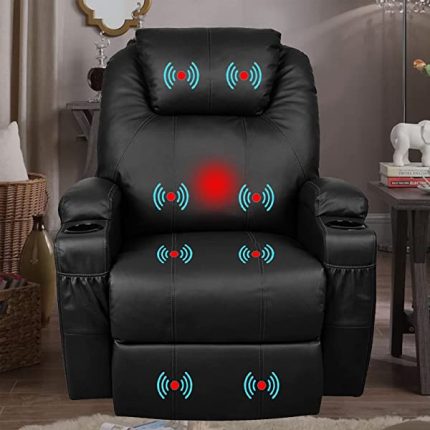 JOVNO Power Lift Recliner Chair Single Living Room Sofa with Massage,Home Theater Seating with Heat and Vibration Sofa Back and Detachable Armrest (Brown)
