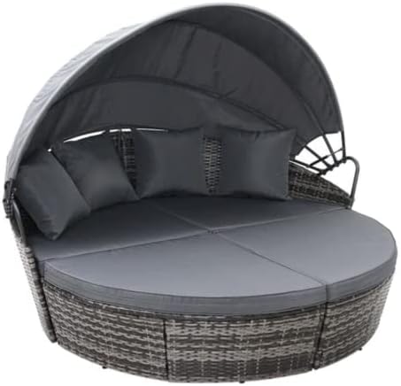 Bali Day Bed Outdoor Garden Furniture Set With Canopy Mixed Grey