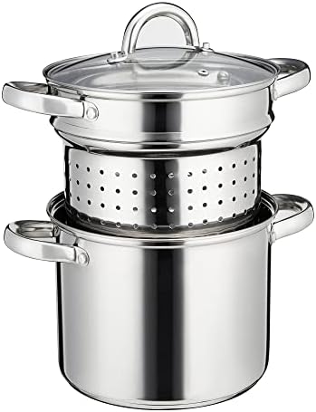 Cooks Professional Pasta Pot Stainless Steel 21cm 5 Litre with Removable Strainer Glass Lid. Stoc...