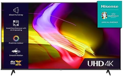 Hisense 50 Inch UHD VIDAA Smart TV 50E6KTUK - Dolby Vision. Pixel Tuning. Voice Remote. Share to ...