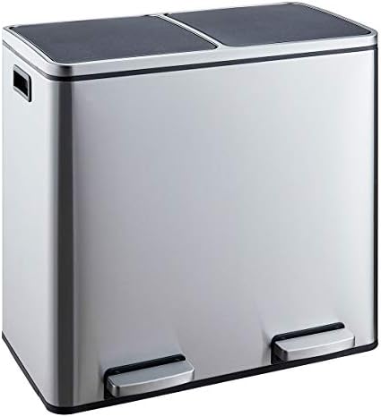 EVRE Stainless Steel Recycling Pedal Bin With Removable Multi Compartments And Soft Close Lid for...