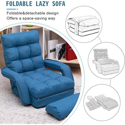 Harper&Bright Designs Folding Lazy Sofa Floor Chaise Lounge Chair Futon with Back Support, Beige