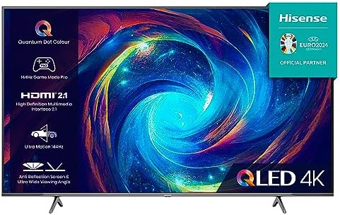 Hisense 65 Inch 144Hz QLED Gaming TV 65E7KQTUK PRO - 144Hz VRR. HDMI 2.1. Freesync Premium. Quant...