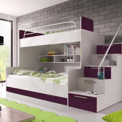 【Furniture】Modern Double Triple Bunk Bed Cabin Bed Storage High Sleeper Bed Mattresses Included Stairs