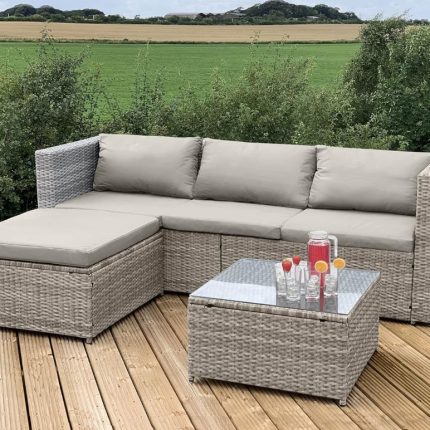 GSD Victoria Rattan Garden Furniture Corner Sofa Lounge Chase Set - Modular 4 Piece In/Outdoor - 3 Colours To Choose From