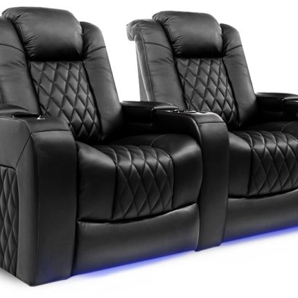 【Furniture】Tuscany 68.25'' Wide Genuine Leather Home Theater Seating with Cup Holder