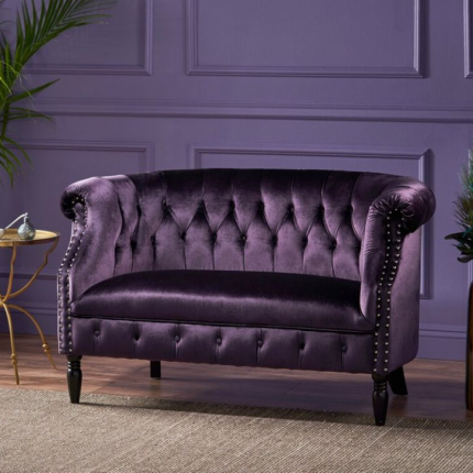 51.5-inch velvet roll-arm two-seat sofa
