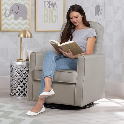 Delta Children Blair Slim Nursery Glider Swivel Rocker Chair, Taupe , 26.5x31.5x 36 Inch (Pack of 1)
