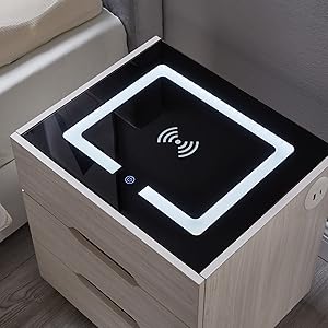 nightstand with wireless charging