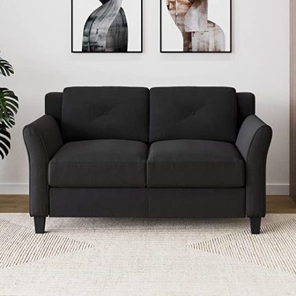 LifeStyle Solutions Grayson Love Seats, 57.87"x32"x32.68", Black