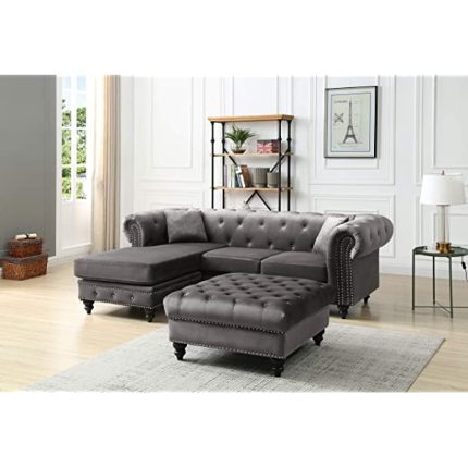 Glory Furniture Nola , Navy Blue Sofa Chaise (3 Boxes), 31" H X 98" W X 37" D