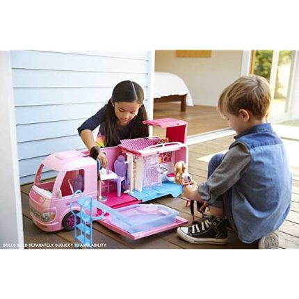Barbie Camper Pops Out into Play Set with Pool! Amazon Exclusive Standard Packaging