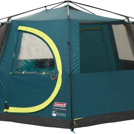 Coleman Tent Octagon, 6 Man Festival Dome Tent, 6 Person Family Camping Tent with 360° Panoramic View, Stable Steel Pole Construction, Sewn-in Groundsheet, 100 Percent Waterproof