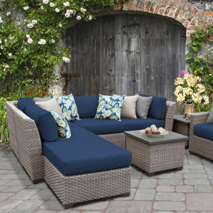Merlyn Wicker/Rattan 6 – Person Seating Group with Cushions