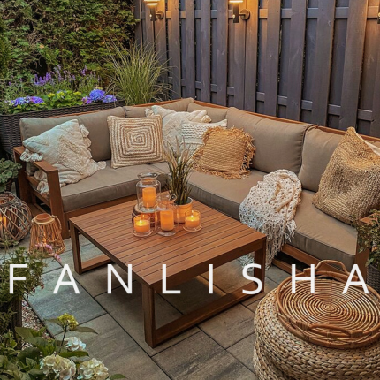 Garden corner sofa, coffee table & furniture cover