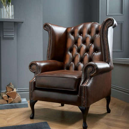 Chesterfield wingback armchairs