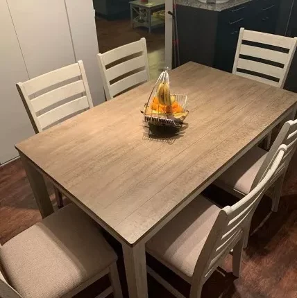DINING ROOM TABLE SET WITH 6 UPHOLSTERED CHAIRS