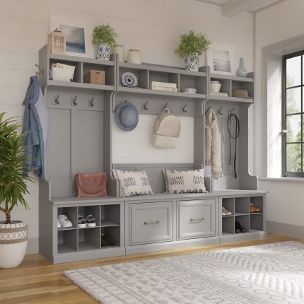 【Furniture】Woodland 88.23'' Wide Hall Tree with Bench and Shoe Storage