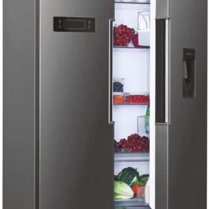 Hoover HHSBSO6174XWDK Freestanding Fridge Freezer, Total No Frost, 521L Total Capacity, 90.2cm Wide, No Plumbing Water Dispenser, Stainless Steel Energy Class E